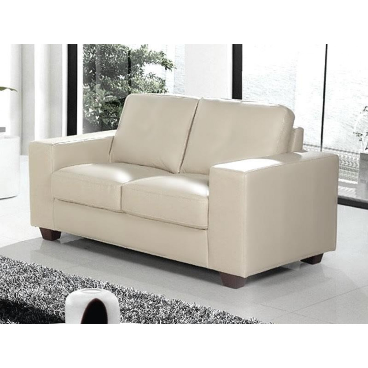 Cream Leather 3 Seater Sofa, Modern Cream Leather Sofa